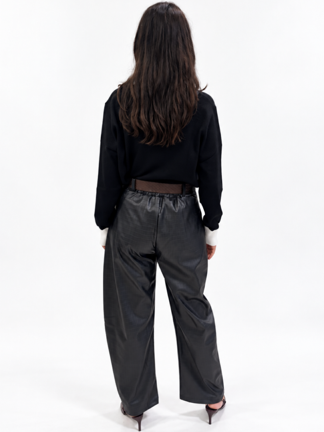 Kate & Pippa Celine Croc Faux Leather Trousers In Black-Nicola Ross
