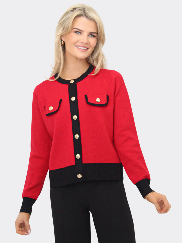 Kate & Pippa Coco Knit In Red / Black-Nicola Ross