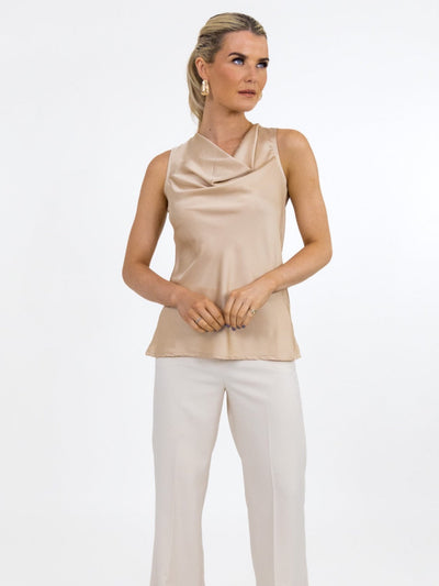 Kate & Pippa Cooper Cowl Neck Cami In Champagne-Nicola Ross