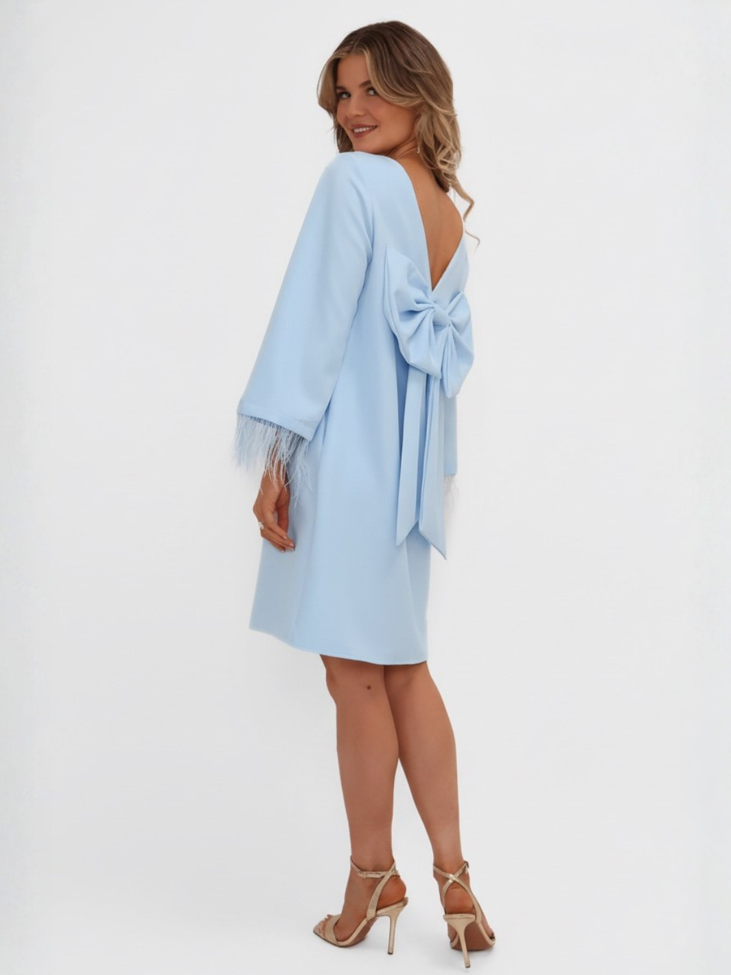 Kate & Pippa Dakota Mini Shift Dress In Light Blue-Nicola Ross