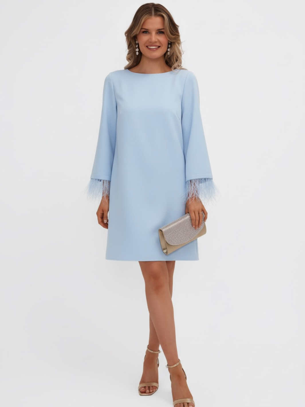 Kate & Pippa Dakota Mini Shift Dress In Light Blue – Nicola Ross