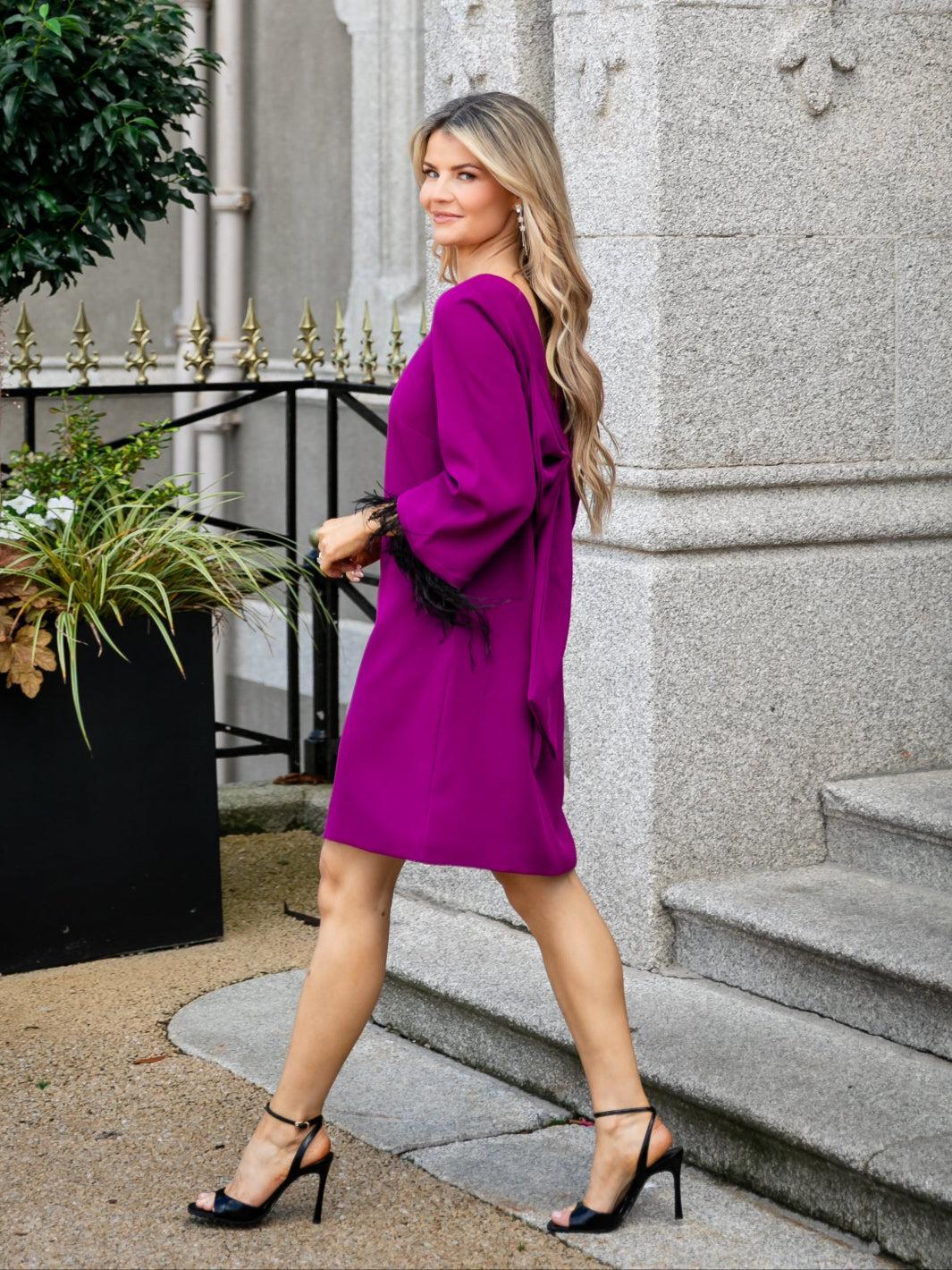 Kate & Pippa Dakota Mini Shift Dress In Magenta-Nicola Ross