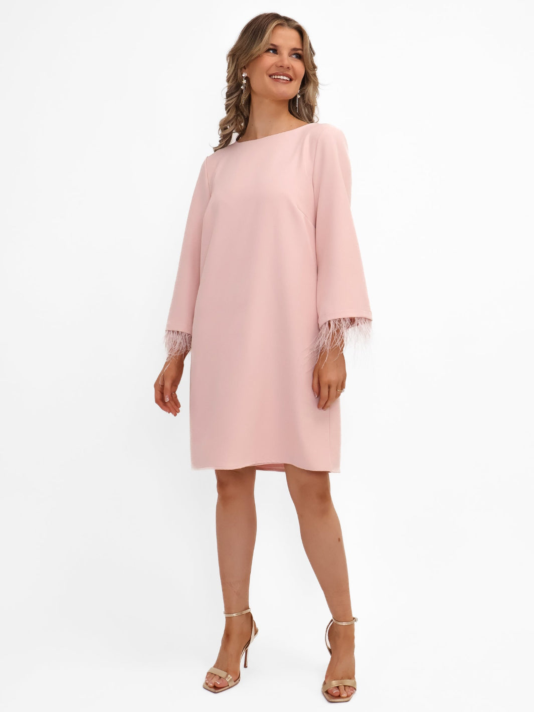 Kate & Pippa Dakota Mini Shift Dress In Pale Pink Nicola Ross Kate & Pippa Dakota Mini Shift Dress In Pale Pink Nicola Ross
