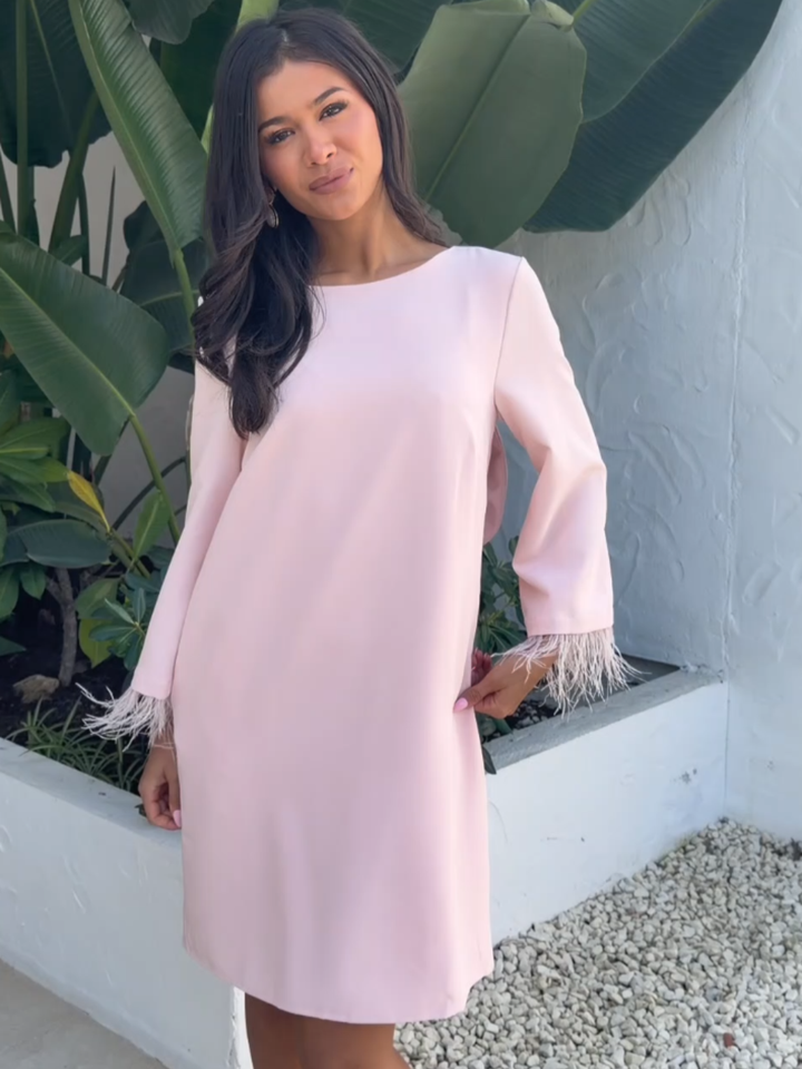Kate & Pippa Dakota Mini Shift Dress In Pale Pink-Occasion Wear-Guest of the wedding-Nicola Ross
