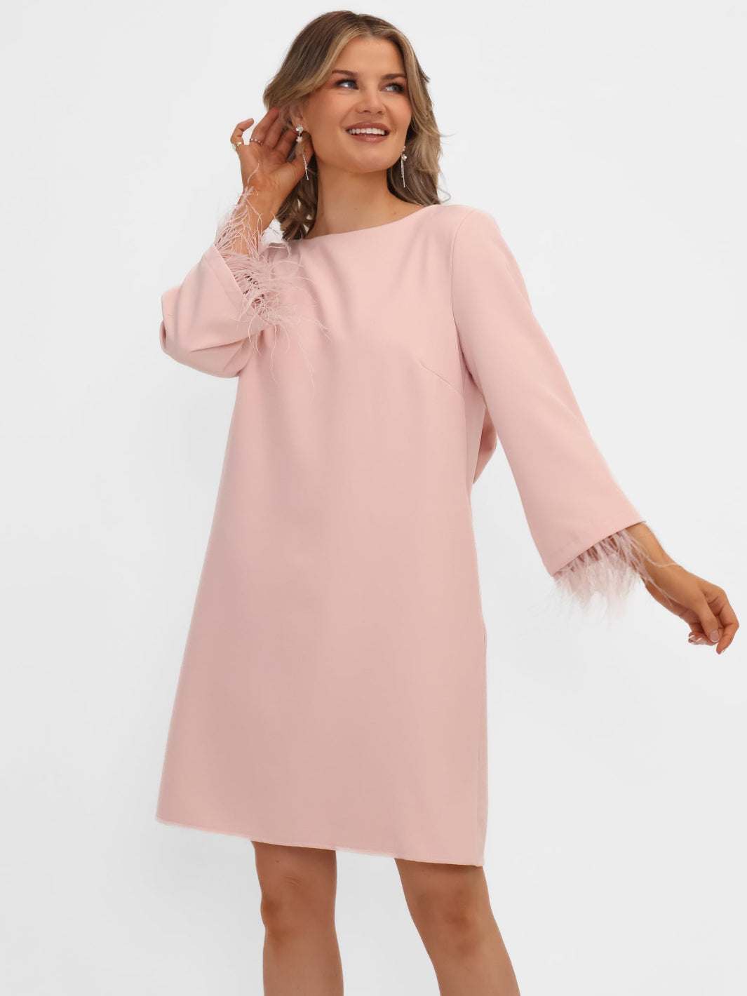 Kate & Pippa Dakota Mini Shift Dress In Pale Pink-Nicola Ross