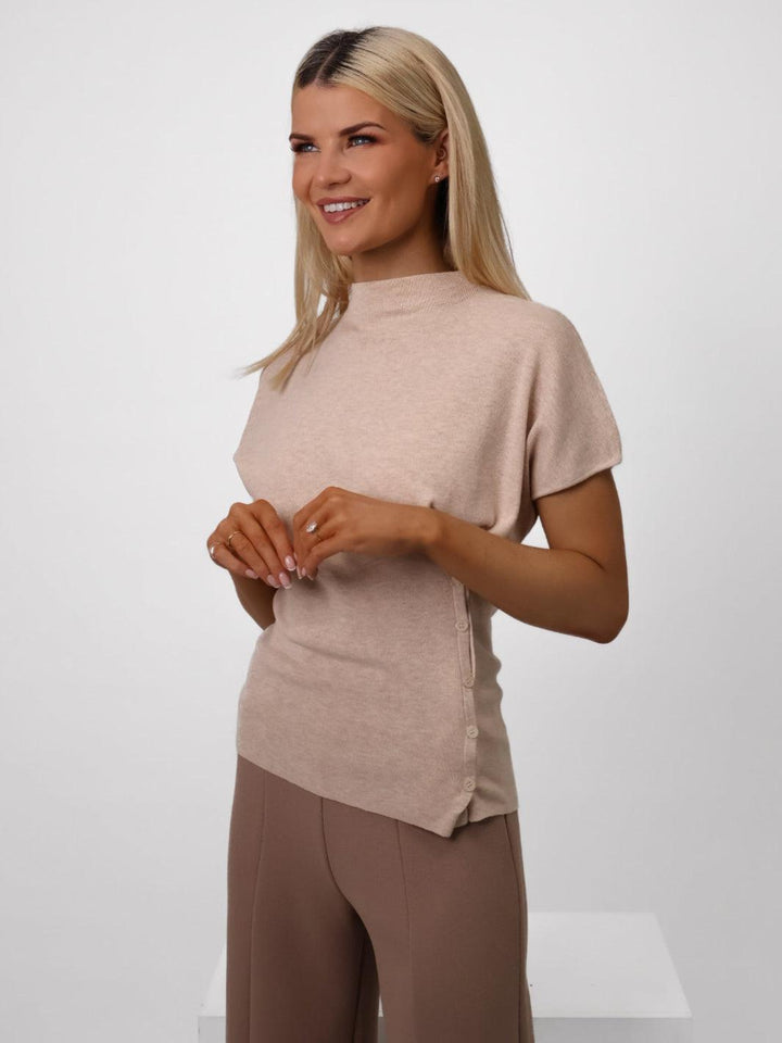 Kate & Pippa Dana Knitted Top In Beige-Nicola Ross