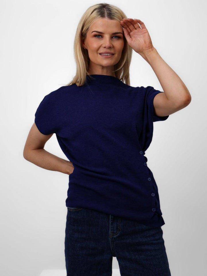 Kate & Pippa Dana Knitted Top In Navy-Nicola Ross