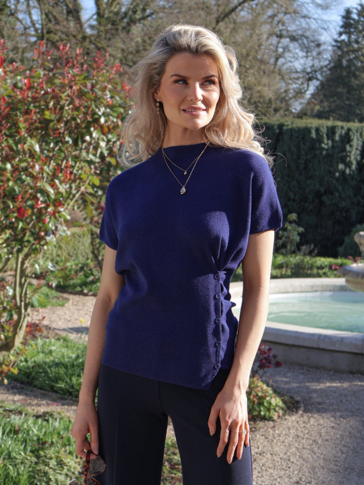 Kate & Pippa Dana Knitted Top In Navy-Nicola Ross
