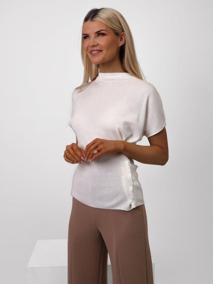 Kate & Pippa Dana Knitted Top In White-Nicola Ross