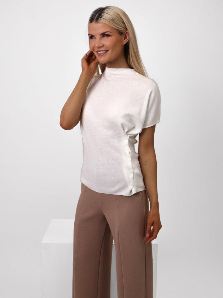 Kate & Pippa Dana Knitted Top In White-Nicola Ross