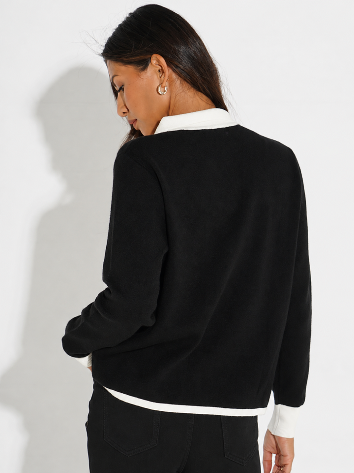 Kate & Pippa Dani Cardigan In Black / White-Nicola Ross