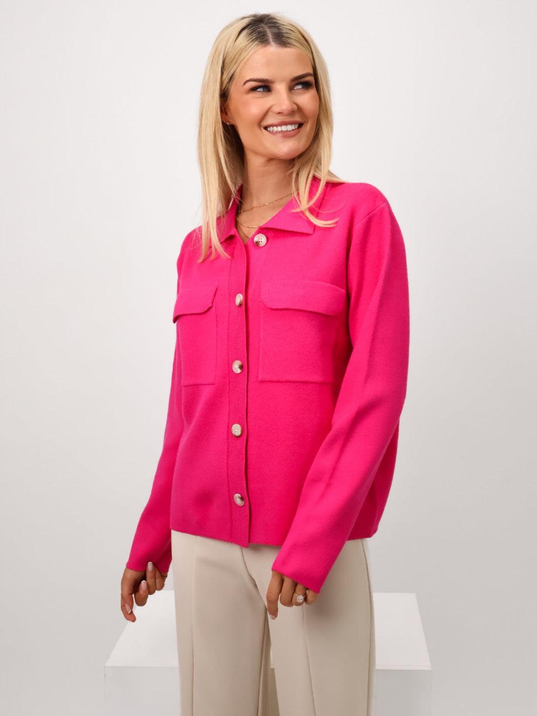 Kate & Pippa Dani Cardigan In Cerise Pink-Nicola Ross