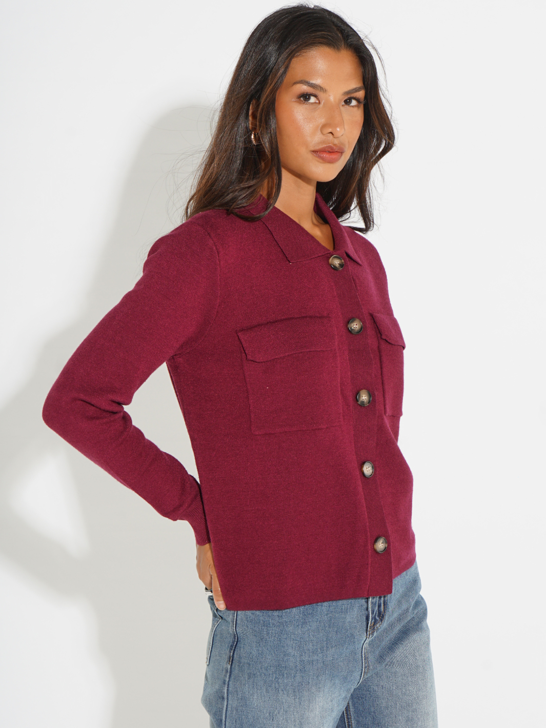 Kate & Pippa Dani Cardigan In Plum-Nicola Ross