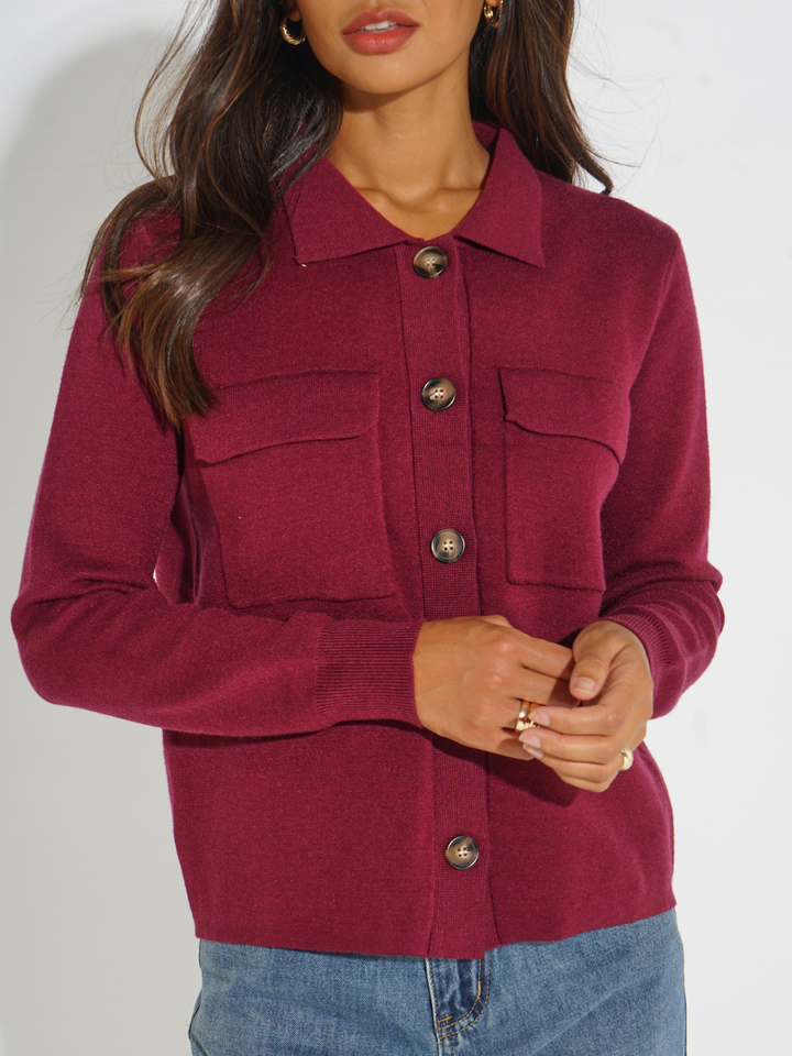 Kate & Pippa Dani Cardigan In Plum-Nicola Ross