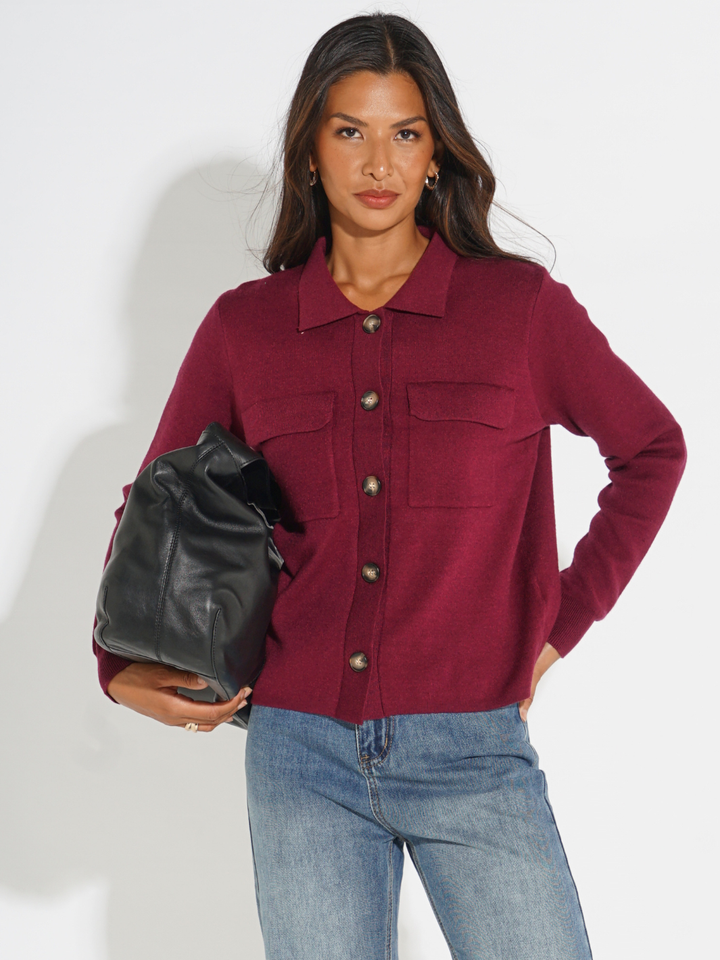 Kate & Pippa Dani Cardigan In Plum-Nicola Ross