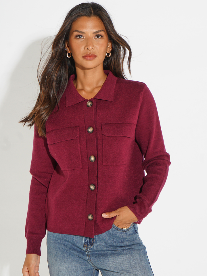 Kate & Pippa Dani Cardigan In Plum-Nicola Ross