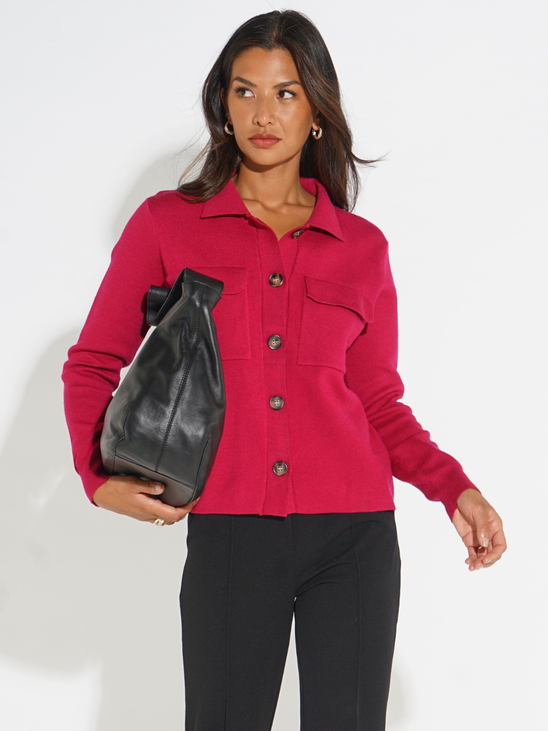 Kate & Pippa Dani Cardigan In Raspberry-Nicola Ross