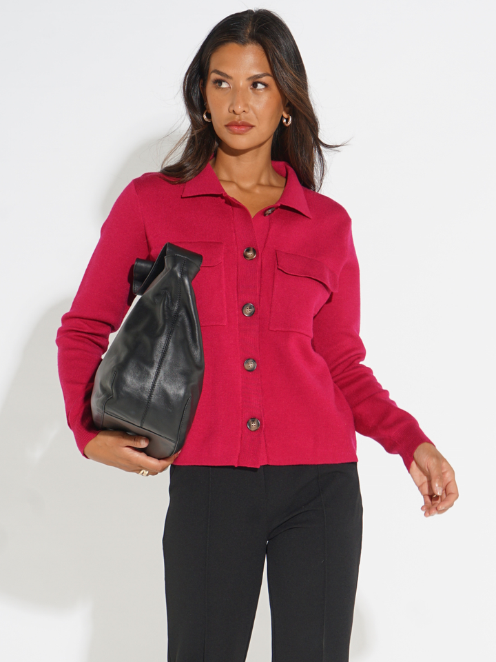 Kate & Pippa Dani Cardigan In Raspberry-Nicola Ross