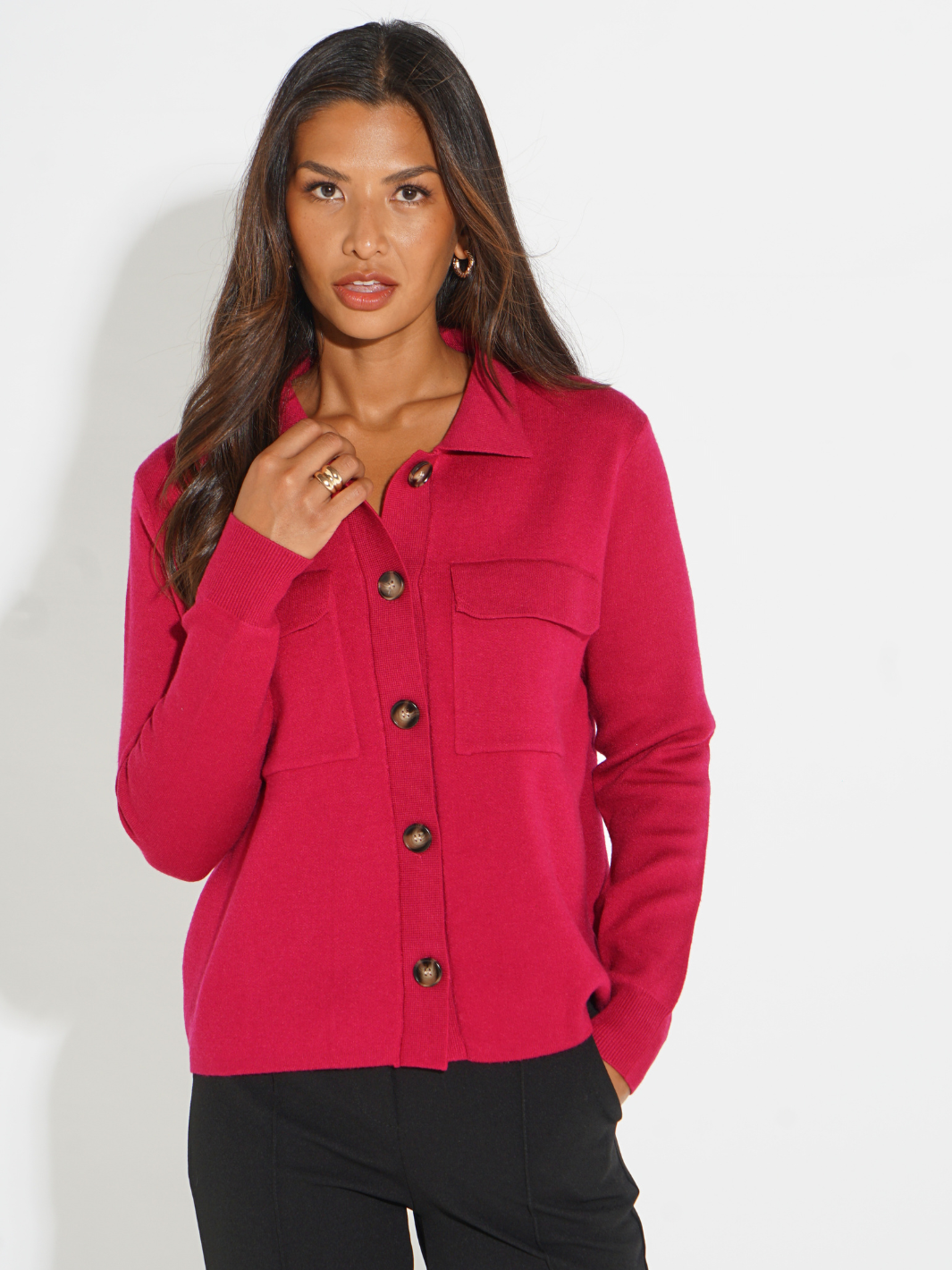 Kate & Pippa Dani Cardigan In Raspberry-Nicola Ross