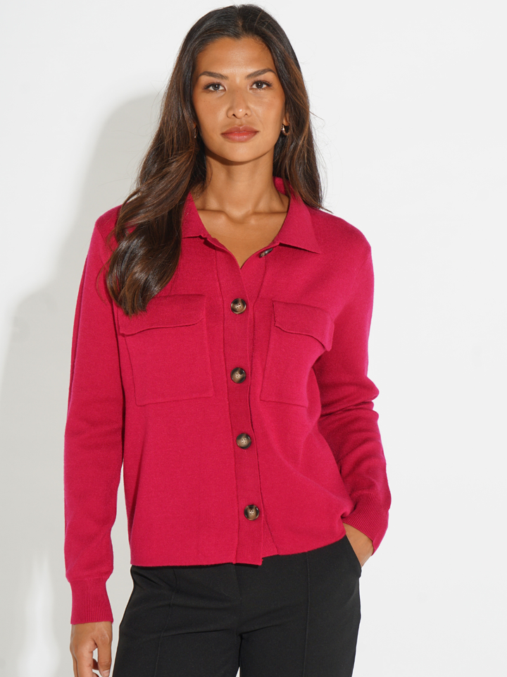 Kate & Pippa Dani Cardigan In Raspberry-Nicola Ross