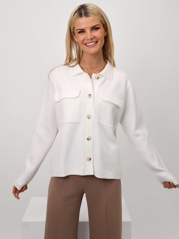 Kate & Pippa Dani Cardigan In White-Nicola Ross
