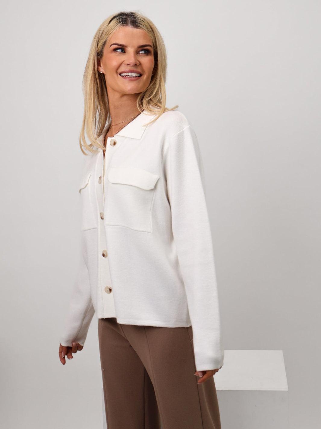 Kate & Pippa Dani Cardigan In White-Nicola Ross