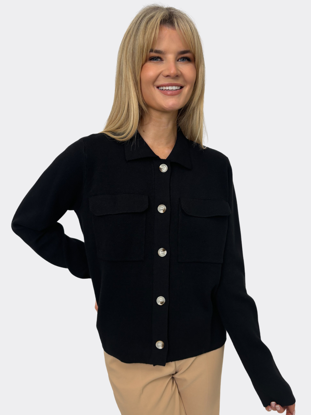 Kate & Pippa Dani Knit Cardigan In Black-Nicola Ross