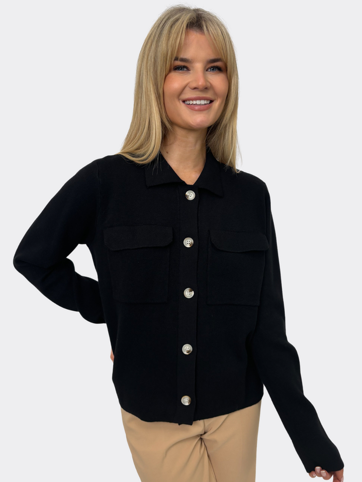 Kate & Pippa Dani Knit Cardigan In Black-Nicola Ross
