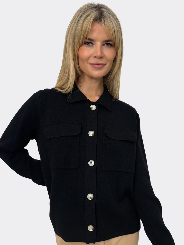 Kate & Pippa Dani Knit Cardigan In Black-Nicola Ross