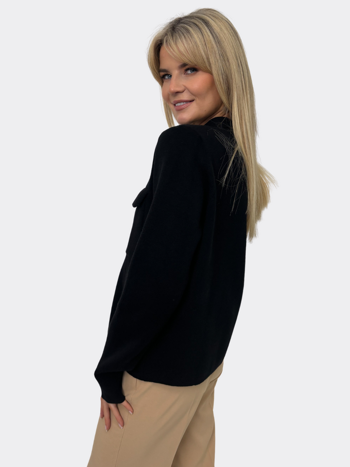 Kate & Pippa Dani Knit Cardigan In Black-Nicola Ross
