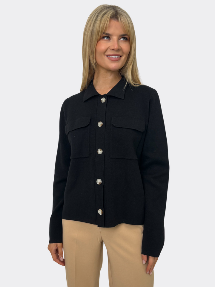 Kate & Pippa Dani Knit Cardigan In Black-Nicola Ross