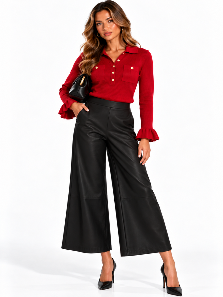 Kate & Pippa Dion Faux Leather Trousers In Black-Nicola Ross