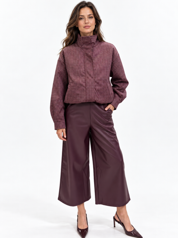 Kate & Pippa Dion Faux Leather Trousers In Burgundy-Nicola Ross