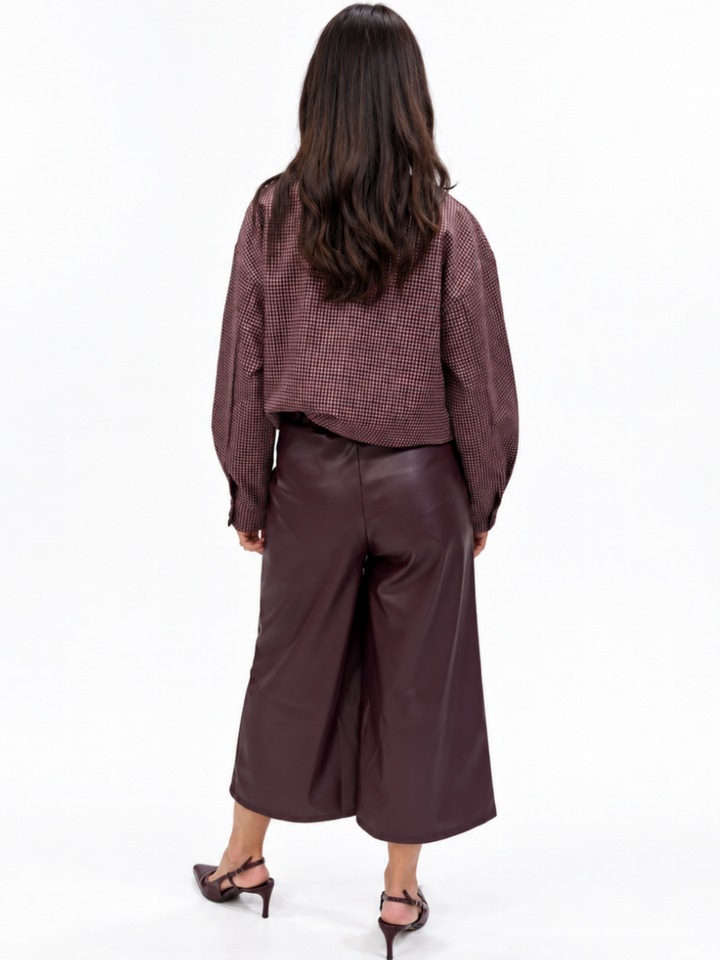 Kate & Pippa Dion Faux Leather Trousers In Burgundy-Nicola Ross