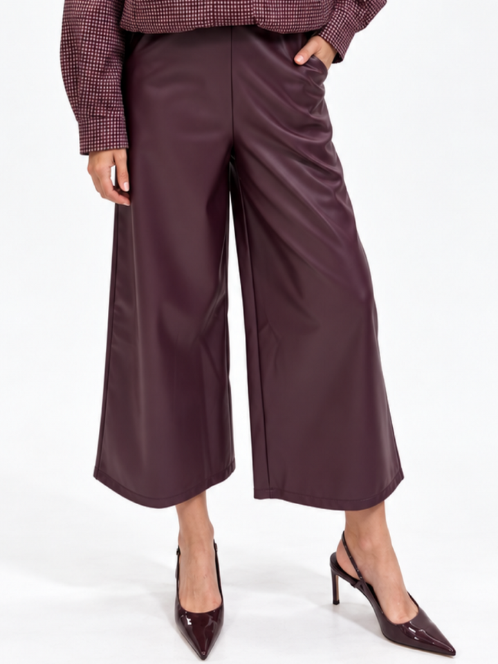 Kate & Pippa Dion Faux Leather Trousers In Burgundy-Nicola Ross
