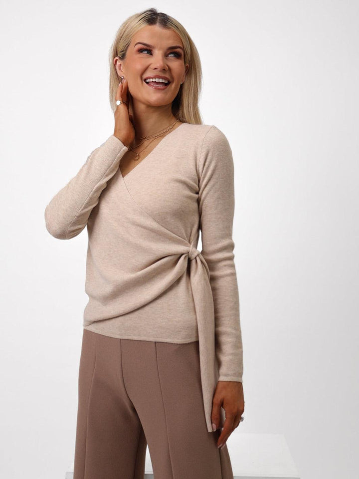 Kate & Pippa Drew Top In Beige-Nicola Ross