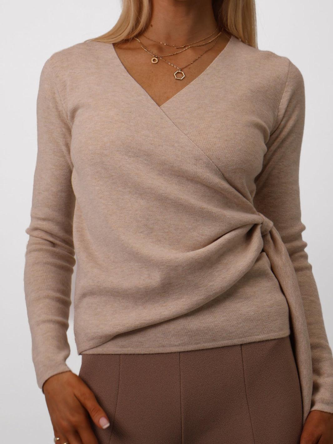 Kate & Pippa Drew Top In Beige-Nicola Ross