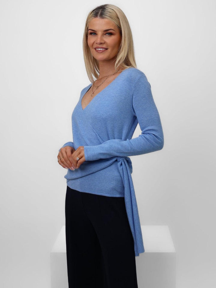Kate & Pippa Drew Top In Blue-Nicola Ross