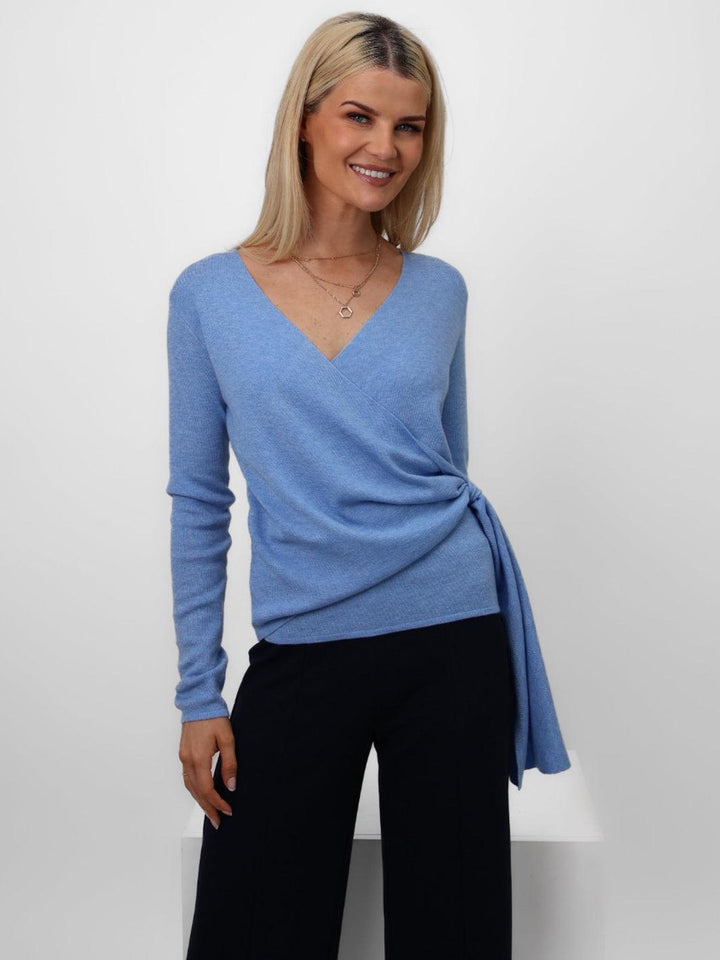 Kate & Pippa Drew Top In Blue-Nicola Ross