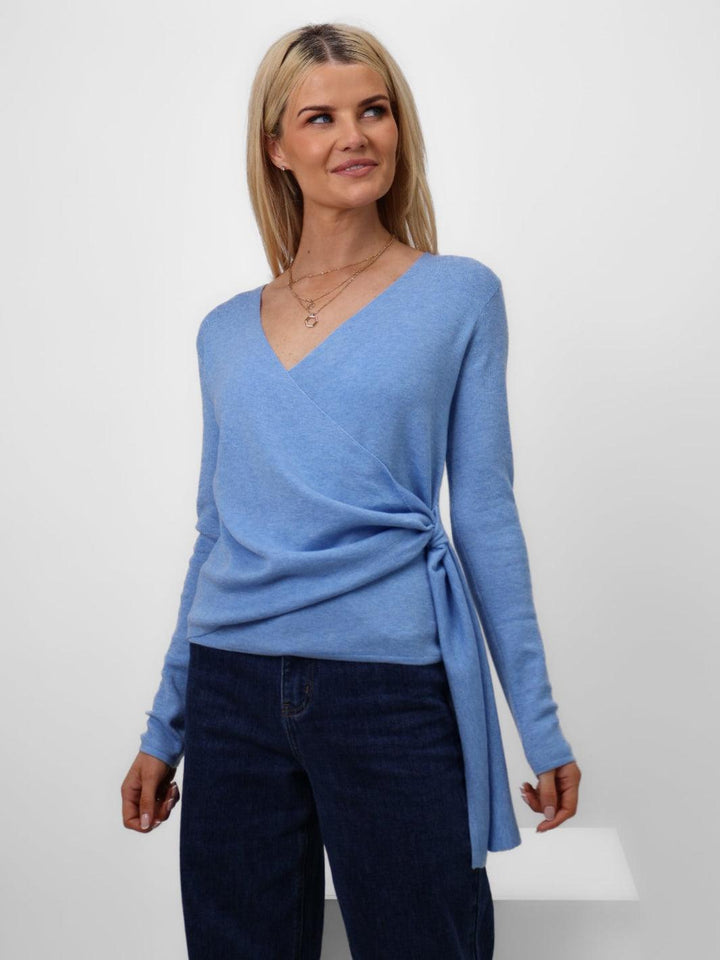 Kate & Pippa Drew Top In Blue-Nicola Ross