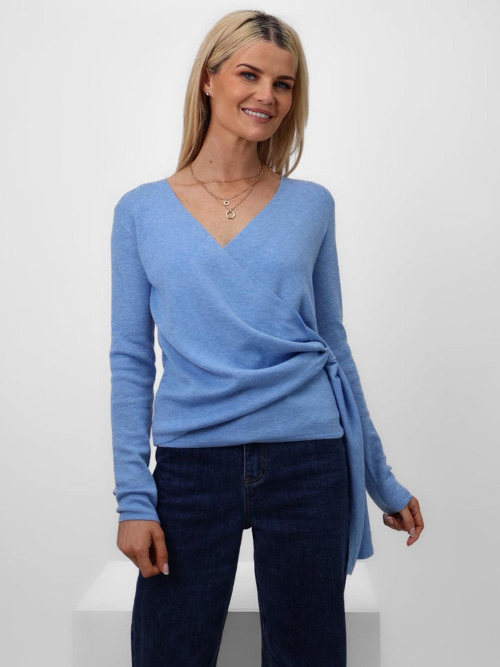 Kate & Pippa Drew Top In Blue-Nicola Ross