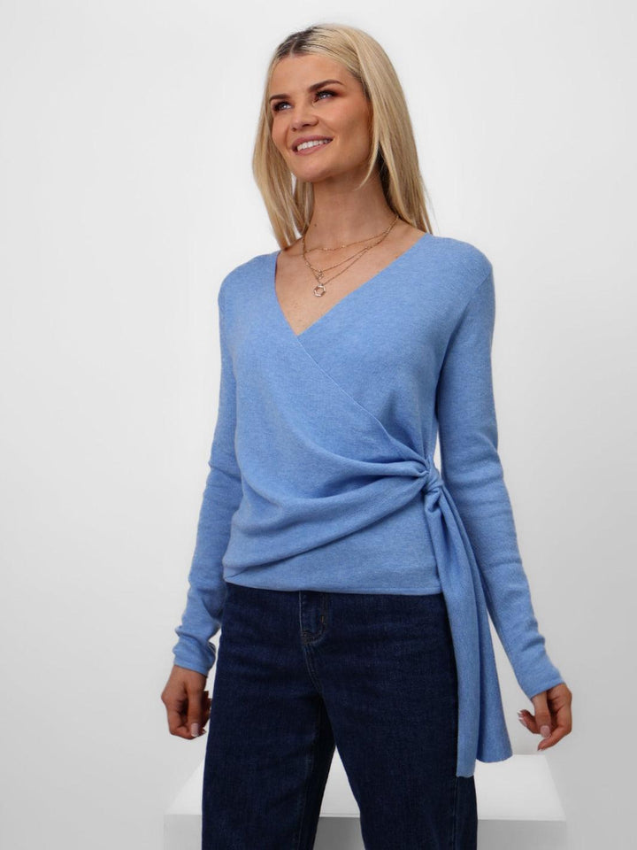 Kate & Pippa Drew Top In Blue-Nicola Ross
