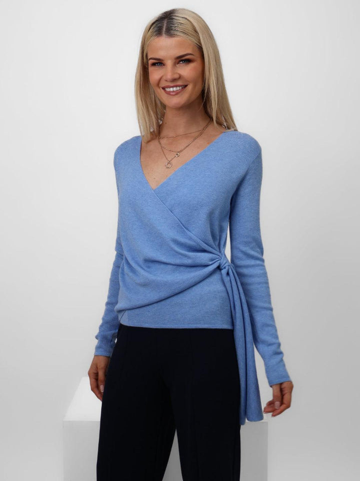 Kate & Pippa Drew Top In Blue-Nicola Ross