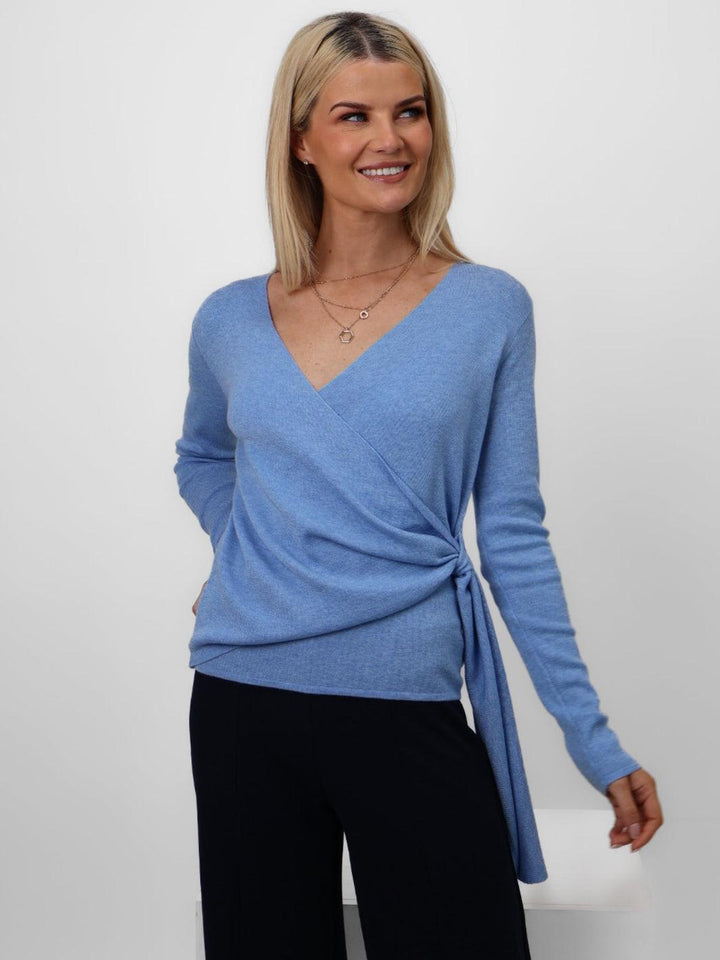 Kate & Pippa Drew Top In Blue-Nicola Ross