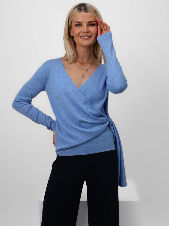 Kate & Pippa Drew Top In Blue-Nicola Ross