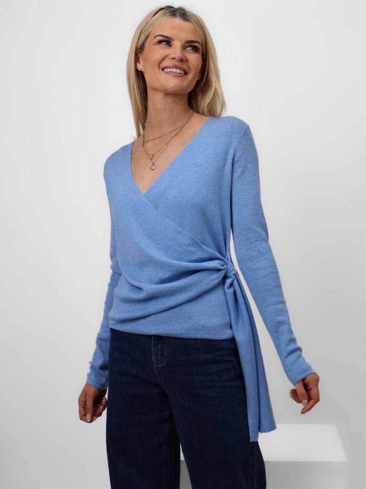 Kate & Pippa Drew Top In Blue-Nicola Ross