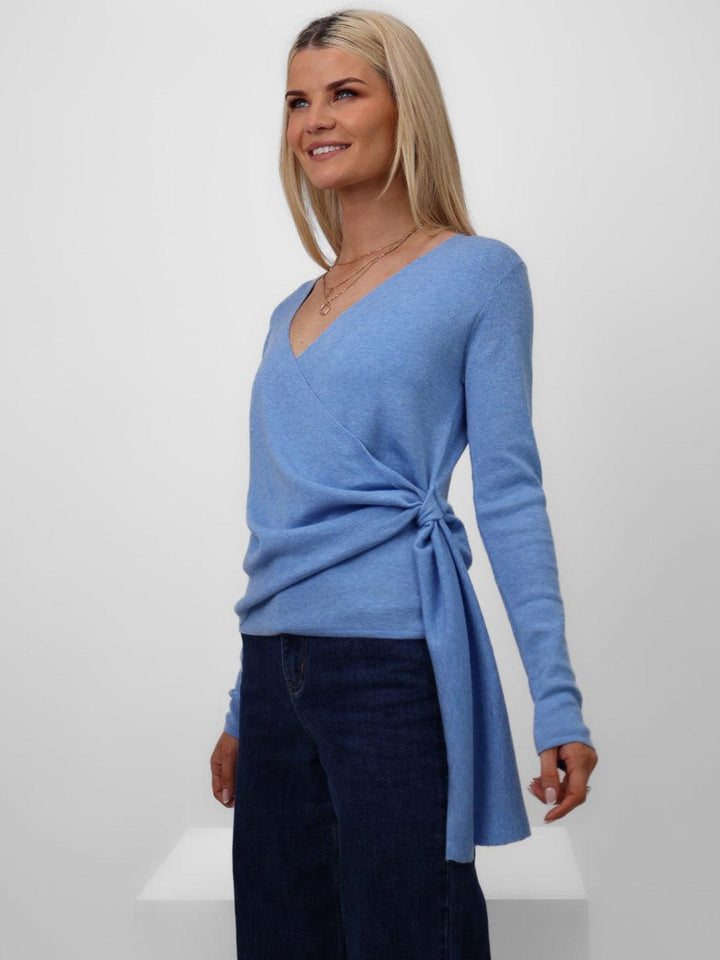 Kate & Pippa Drew Top In Blue-Nicola Ross