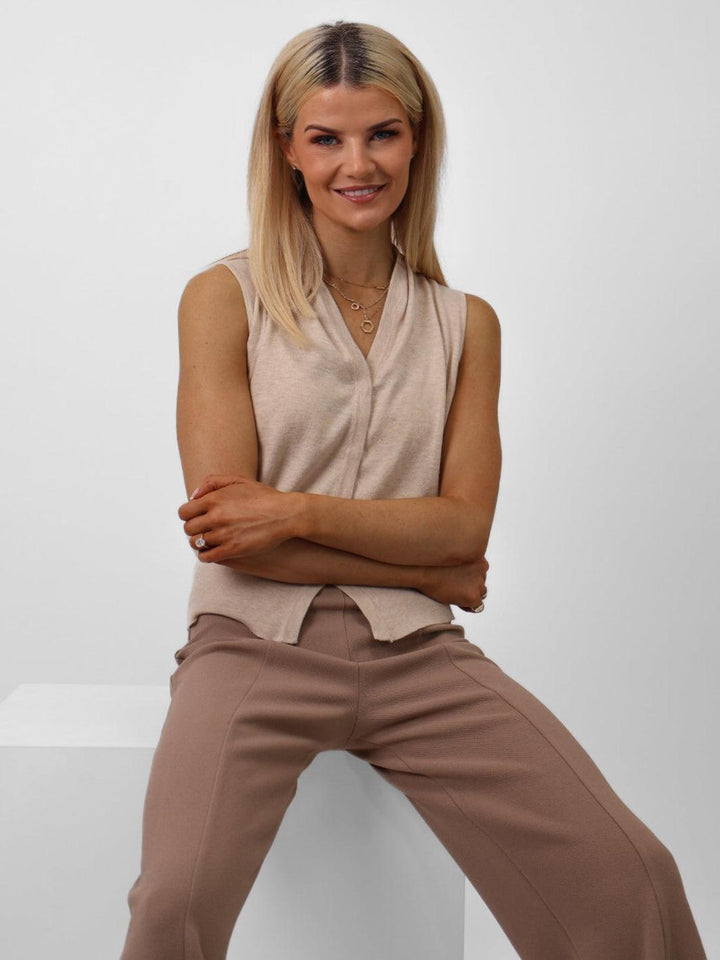 Kate & Pippa Eden Sleeveless Top In Beige-Nicola Ross