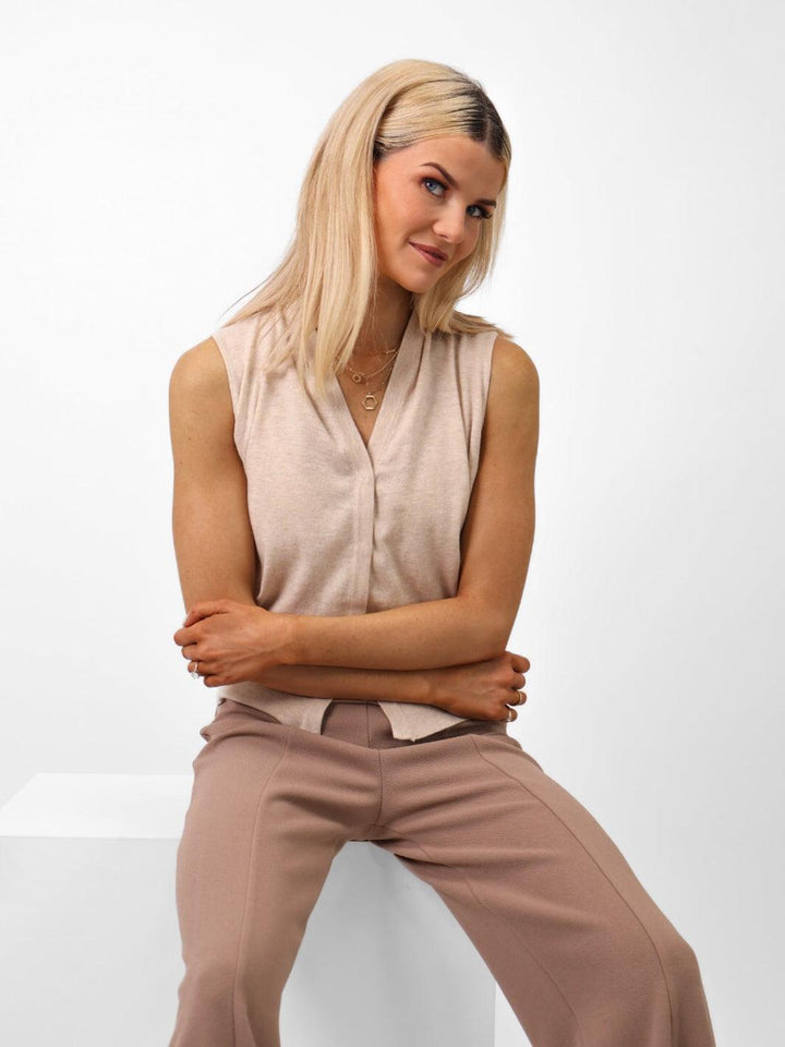 Kate & Pippa Eden Sleeveless Top In Beige-Nicola Ross