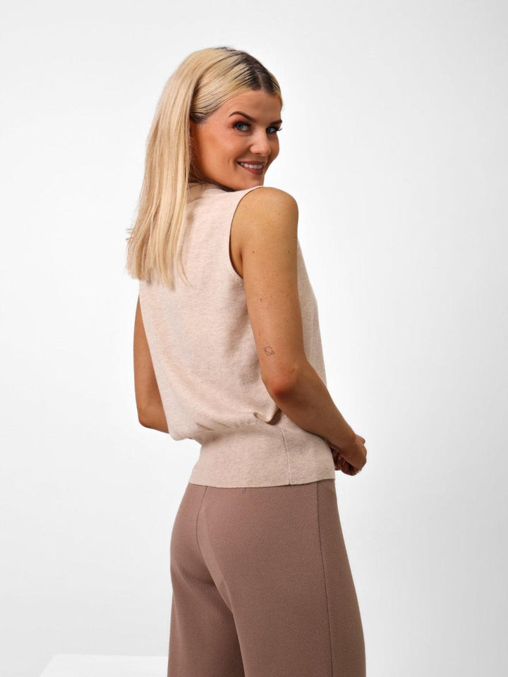 Kate & Pippa Eden Sleeveless Top In Beige-Nicola Ross
